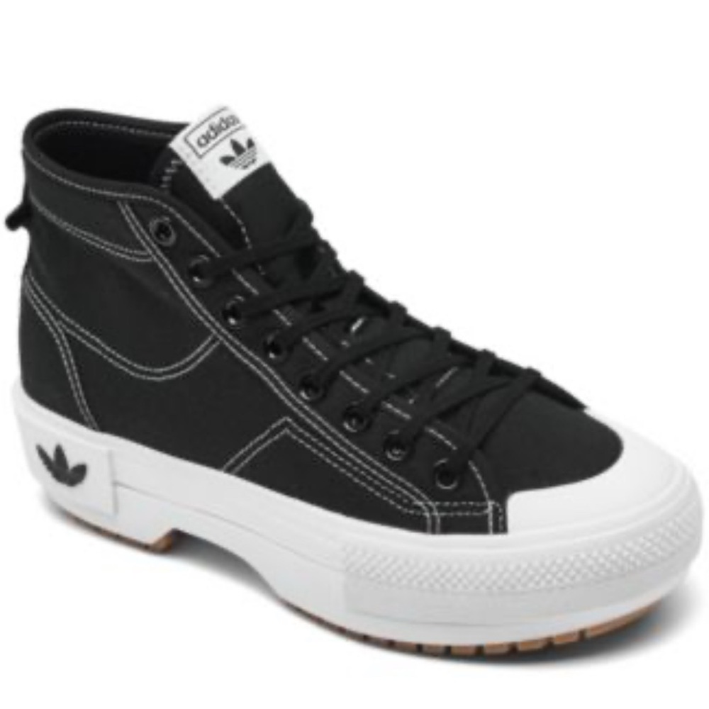 Adidas Black and White High-Top Sneakers